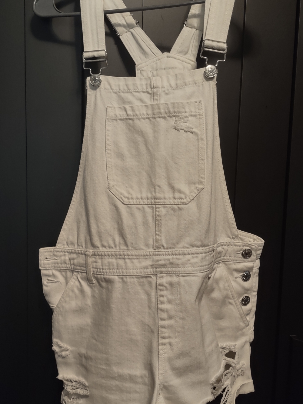 Forever 21 White Distressed Denim Women's Overalls